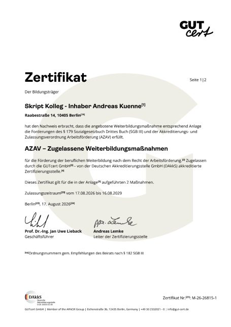 AZAV Maßnahmen 1 AZAV Maßnahmen